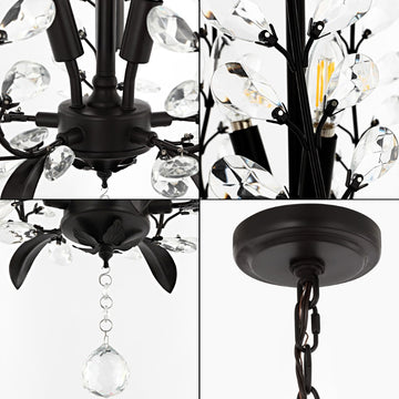 Diantha 28.5" 7-Light Contemporary Bohemian Iron/Acrylic LED Pendant - JONATHAN Y